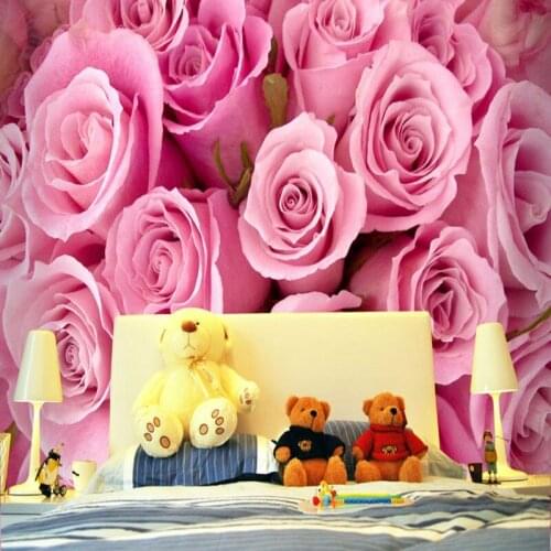 Photo wallpaper 3D custom wall painting large mural pink roses bedroom wallpaper living room mural