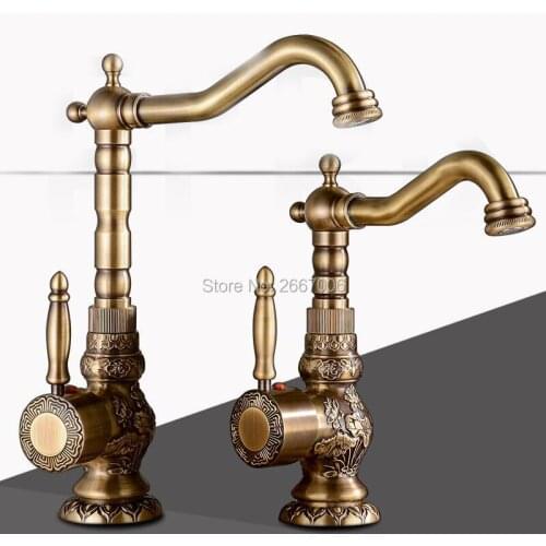 GIZERO High Quality Bathroom Flower Carving Faucet Luxury Style Sink Mixer 360 Swivel Rotation Vanity Mixer Tap torneira GI109