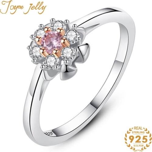 JoyceJelly Classic 925 sterling silver rings for charm women with round shape topaz gemstones wedding party wholesale gifts