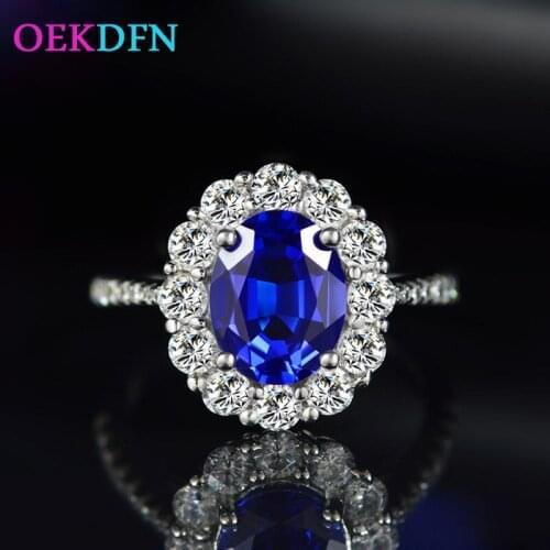 OEKDFN 100% 925 Sterling Silver Rings Women Created Moissanite Sapphire Gemstone Wedding Engagement Ring Fine Jewelry Wholesale