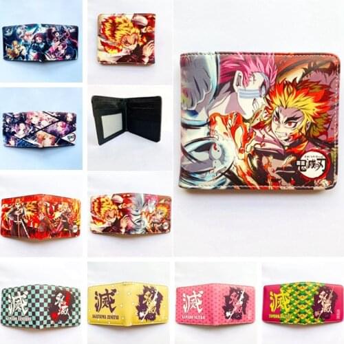 Anime Demon Slayer Wallet Fashion PU Leather Purse Kamado Tanjirou Kamado Nezuko Agatsuma Zenitsu Cosplay Short Wallets Gift