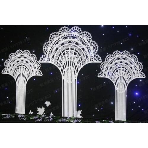 Creative carved wedding supplies PVC lace fan-shaped arch props wholesale new wedding decoration decoration layout