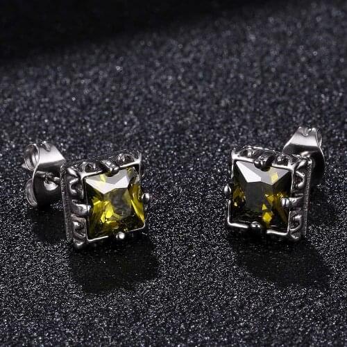 Fashion Square Stainless Steel Zircon Stud Earrings For Women Geometric Trendy Female Ear Jewelry Birthday Gift BB0787
