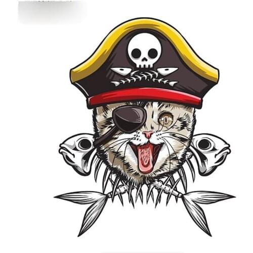 Fashion Lovely Car-styling Pirate Cat Car Sticker Decals MotorcycleCover Scratches Waterproof Scratch-Proof Kk16*13cm