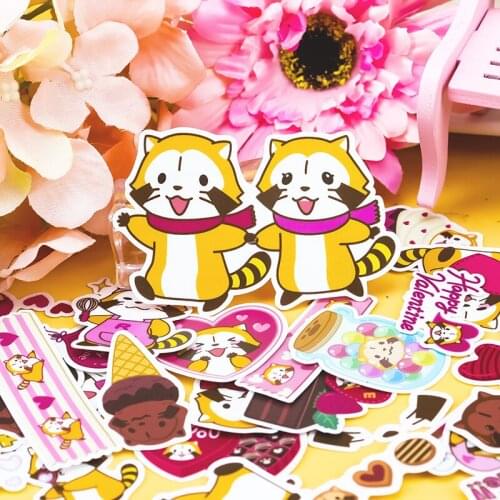 36pcs Creative Cute Self-made Raccoon couple stickers DIY Stickers Diary Album Decoration scrapbooking child stationery office