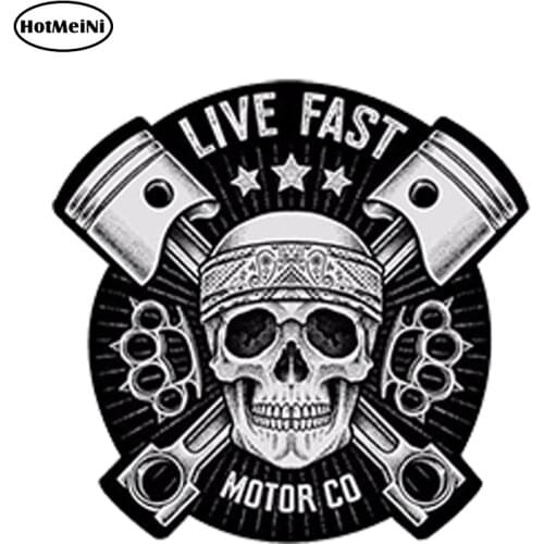 HotMeiNi 13cm x 13cm Waterproof Car Styling Vinyl Stickers SKULL LIVE FAST AUTO MOTO Car Racing MOTORCYCLE Tuning DIY Decal