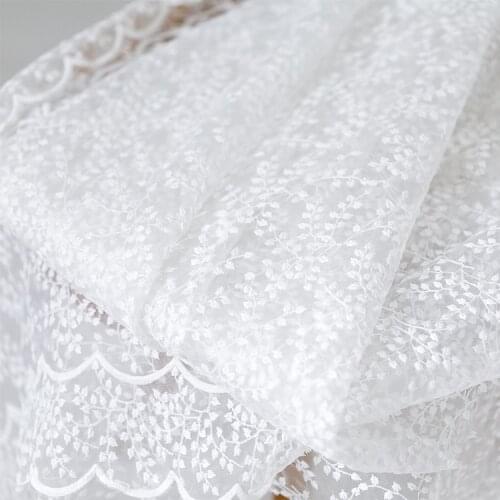 2 Yards organza small floral wedding embroidered lace fabric diy craft fashion skirt dress clothing sewing accessories MT51