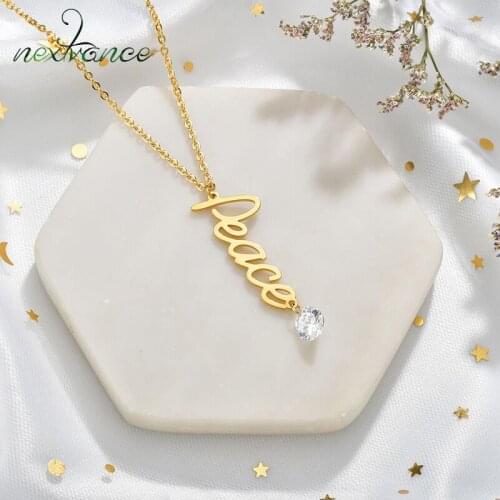 Nextvance 2021Gold Fashion Necklace Personalized Customize Name Pendant Stainless Steel Diamond Women Jewelry Accessories Gift