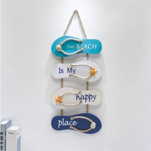 2020 New Stylish Retro Beach Style Quadruplet Slippers Hanging Ornament Letter Print Creative Household Pendant Decoration