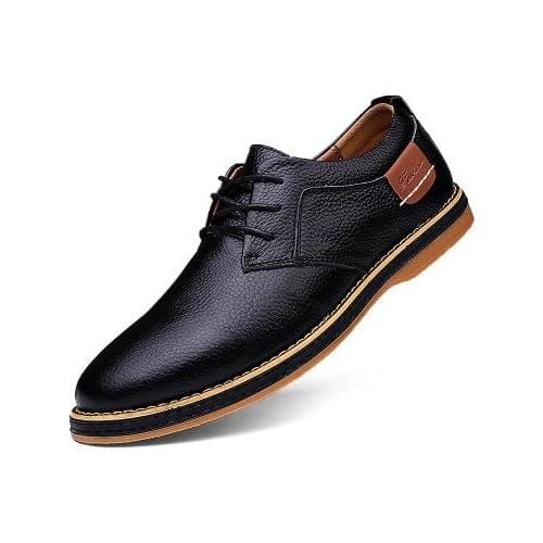 New Men Oxfords Genuine Leather Dress Shoes Brogue Lace Up Mens Casual Shoes Luxury Brand Moccasins Loafers Men Plus Size 38-48