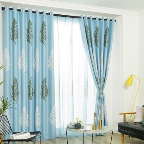 New Modern Simple Blackout Curtain Printing Wholesale Nordic Big Leaves Small Fresh Products Curtains for Living Room Bedroom