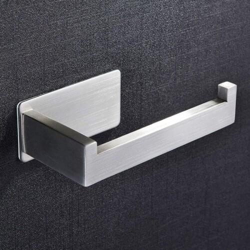 New bathroom storage rack 304 stainless steel non-perforated black toilet paper holder square base tissue holder