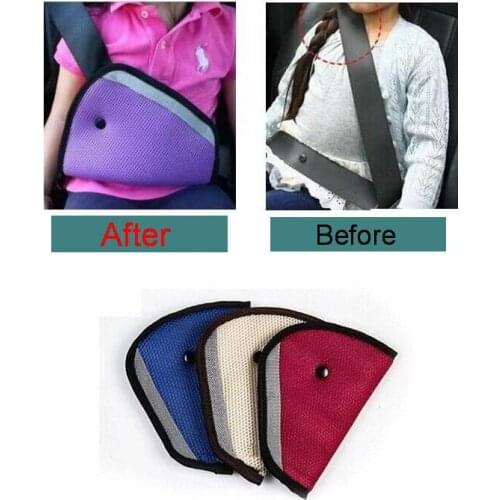 New Triangle Child Car Safety Belt Adjuster, Child Resistant Safety Belt Protector Shave, Blue Red White Baby Car Safety Belt