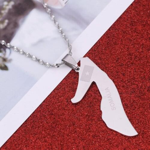 Stainless Steel Silver Color Somalia Map Pendant Necklace Somali Maps Charm Jewelry