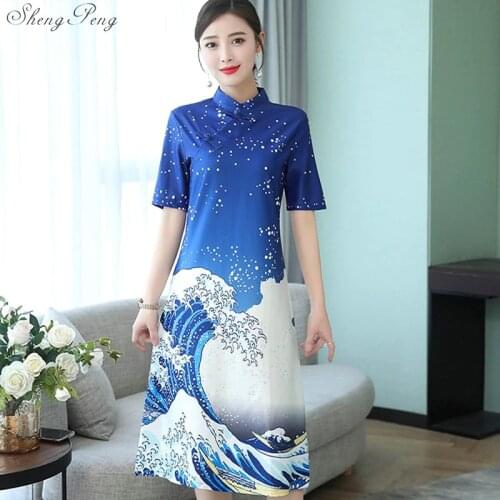 Chinese cheongsam oriental style dresses elegant women modified modern qipao dress Chinese traditional dress Q733