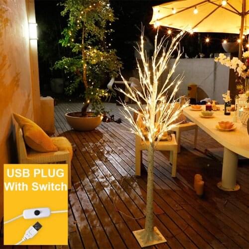 Christmas LED Birch Tree Light Height 60LEDs USB Operated with On/Off Switch Tree Light Decor for Home Party Wedding Holiday D30