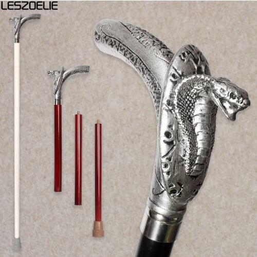 Silver Cobra-Head Resin Handle Walking Stick Man 2021 Fashion Detachable Walking Cane Women Party Decorative Stick