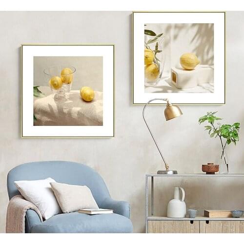 Nordic Minimalism Yellow Lemon Fruit Poster and Print Canvas Painting Wall Pictures for Restaurant Kitchen Room Decor