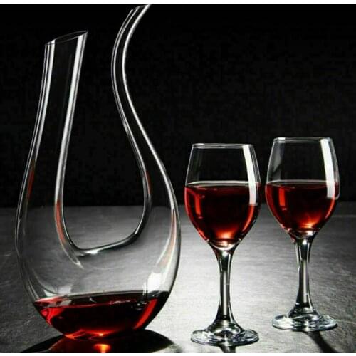 U-shaped Glass Decanter Lead-free Crystal Red Wine Brandy Champagne Glasses Decanter Bottle Jug Pourer Aerator 1500ml