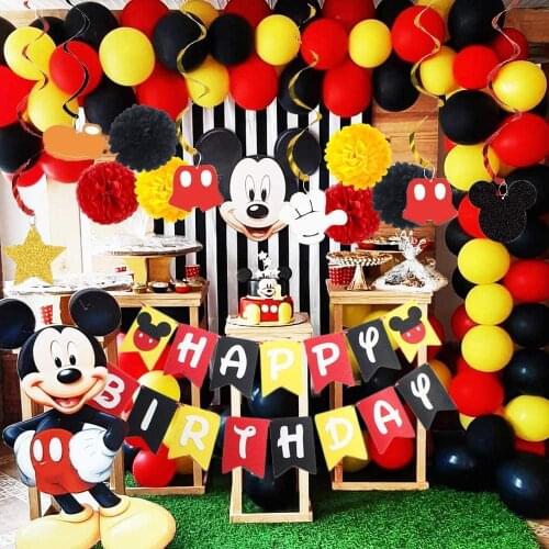 Mickey Mouse 1st Birthday Party Supplies Decor Happy Birthday Banner Hat Door Cupcake Toppers Birthday Decor for Boys Girls Kids