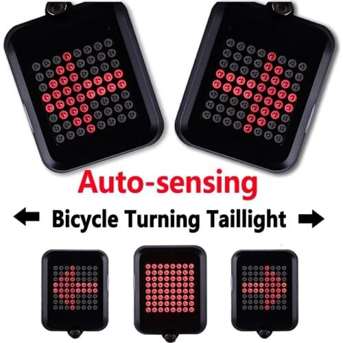 USB Rechargeable Bike Tail Light,80 Lumens 64 LED Light Beads Bicycle Turn Signal Lights with Intelligent Sensor Brake Turn Sign