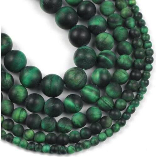 Natural Stone Matte Green Tiger Eye beads 4/6/8/10/12MM Round spacers Loose beads for Jewelry making DIY bracelets Accessories