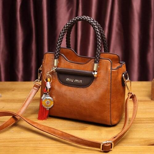 Womens Bag/New 2021 Fashionable All-Match Leather Messenger Bag/Womens Generous Handheld Shoulder Women Leather Bag