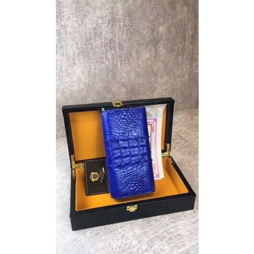 100% Genuine Crocodile skin Alligator leather lady Wallet trifold long size wallet for women with real cow skin lining inside