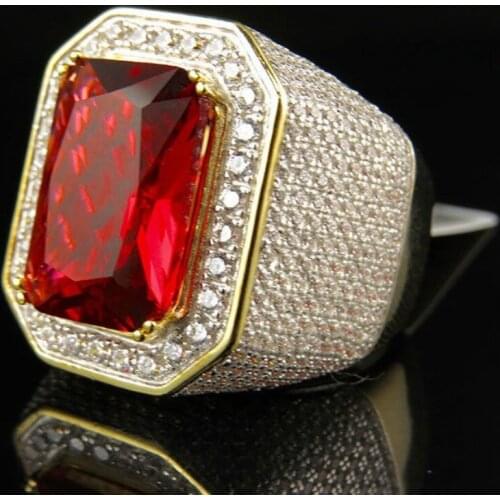 10K Yellow Gold Ring for Women and Men Anillos Christmas Diamond Wedding Ring Women Wedding Diamond Gold Ring for Ruby Jewelry