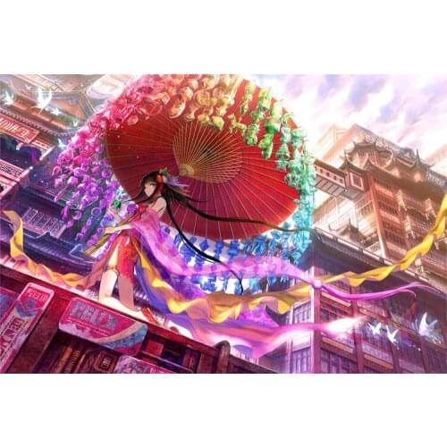 Girls umbrella The wooden puzzle 1000 pieces jigsaw puzzle white card adult childrens educational toys