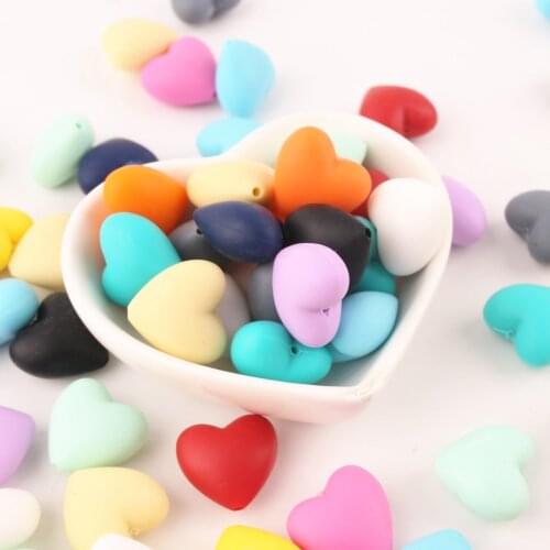 Bite Bites BPA Free Silicone Beads Heart Shaped 10PCS DIY Teething Necklace Pacifier Chain Rodent Silicone Baby Teether