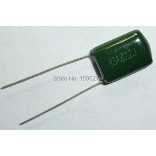 100pcs Mylar Film Capacitor 1000V 3A822J 8200pF 8.2nF 3A822 5% 1KV Polyester Film capacitor