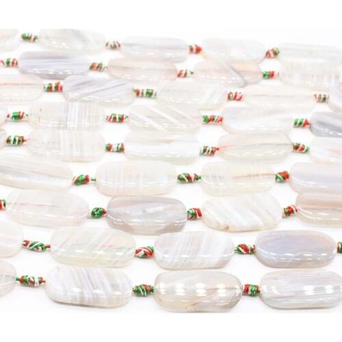 2 strands/lot Natural white striped rectangle Agates smooth stone beads For Woman DIY Necklace Bracelets Jewelry Making Strand