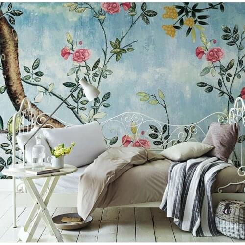3D/8d Village Retro Old Hand-painted wall paper Fruit Tree Flower Wallpaper Bedroom Living Room Mural Background Wallpapers