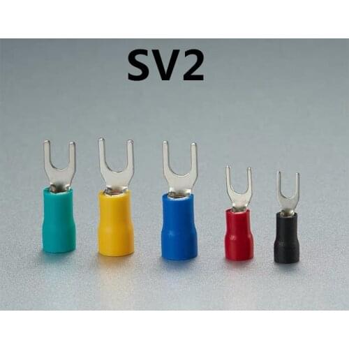 50pcs SV2-3 SV2-4 SV2-5 SV2-6 Wire connector Fork Spade Crimp Insulation Terminal Cable Connector terminal 1.5-2.5mm2