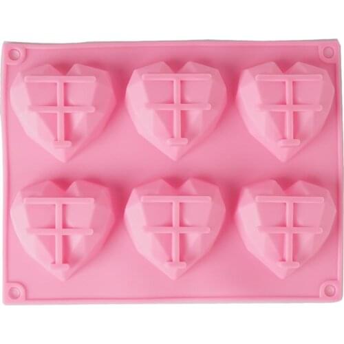 6 Cavity 3D Silicone Heart Love Shape Candy Cake Chocolate Dessert Cake Molds 10345850