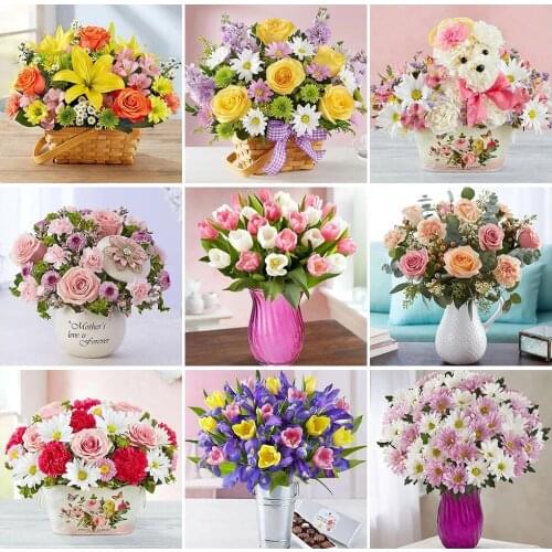 Flowers 5D DIY Diamond Painting Full Square/Round Diamond Embroidery 3D Greenish Lily Flower Picture Cross Stitch Kit Home Decor