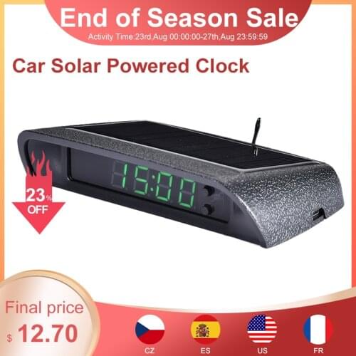 Car Clock Auto Internal Stick-On Digital Watch Solar Powered 24-Hour Built-in Battery Auto Clock for Car Decoration Accessories