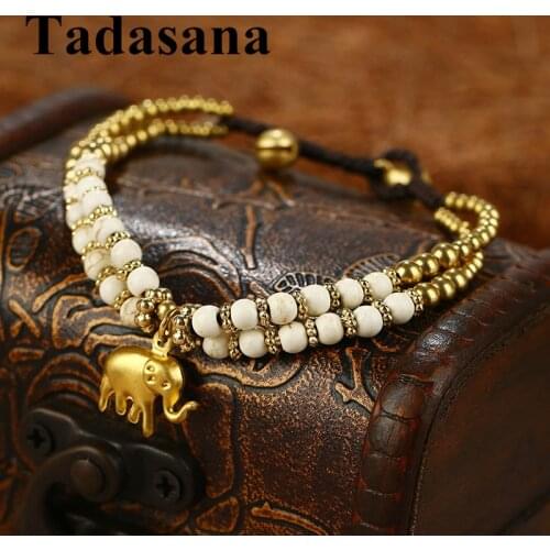 Natural Stone Chain Bracelets For Women Accessory Charm Bracelet Men Vintage Copper Metal Bead Rosary Jewelry Gift