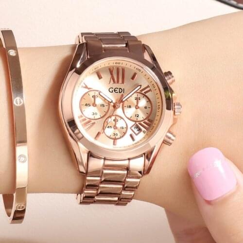 Reloj Mujer GEDI Watch Women Top Luxury Rose Gold Quartz Ladies Watches Stainless Steel Casual Fashion Bracelets Wristwatches