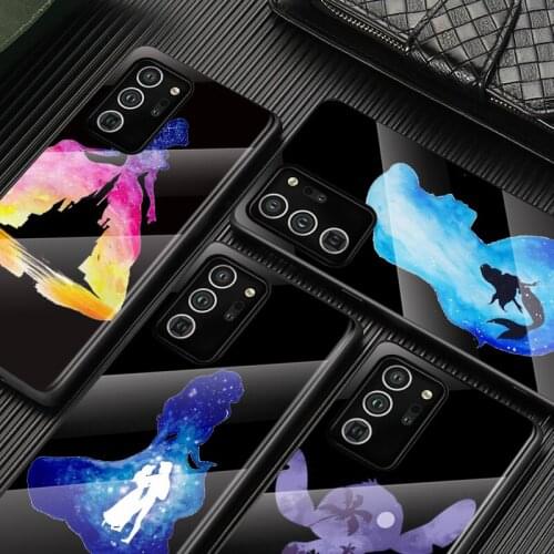 Tempered Glass Cover Disney Silhouette Princess For Samsung Galaxy S20 FE S10e S10 S9 S8 Ultra Plus Lite Plus 5G Phone Case