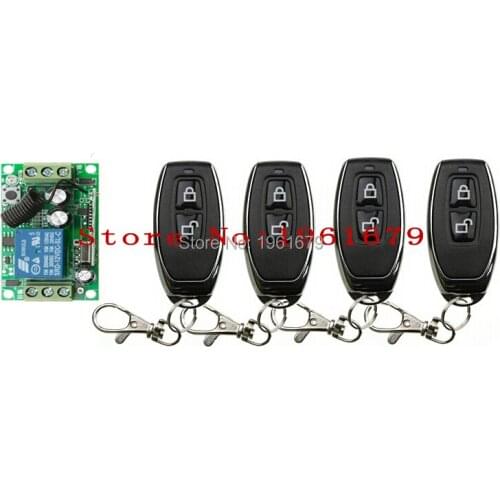 DC12V 10A 1 Channel RF Wireless Remote Control 1 piece Receiver& 4 piece Transmitter Remote control distance 100M