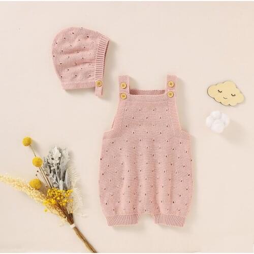 Baby Rompers Sleeveless Newborn Infant Bebes Solid Jumpsuits Caps 2pcs Outfits Clothes Set Toddler Kids Cotton Overalls Playsuit