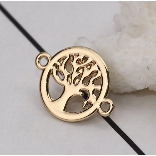 DoreenBeads Zinc Based Alloy Connectors Round Gold Silver Color Hollow Tree Jewelry Accessorie 18mm( 6/8") x 14mm( 4/8"), 20 PCs
