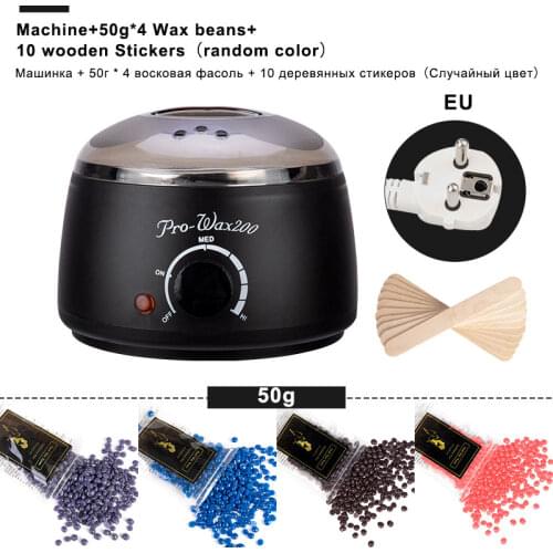 Electric Mini Wax-melt Heater Machine 4 Bags Wax Bean 10 Wood Stickers Hair Removal Machine Waxing Kit Calentador de cera
