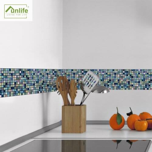 Funlife® 10x200cm Blue Metallic Wall Border Waterproof Tile Stickers Kitchen Bathroom Vinyl Oil-Proof Peel & Stick Wall Stickers