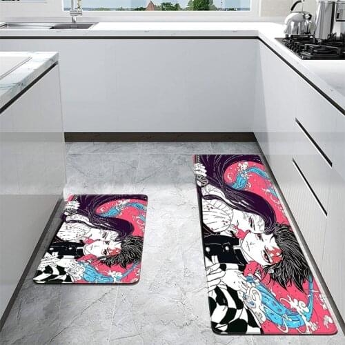 Anime Demon Slayer Kitchen Entrance Door Mat Home Prayer Mats Cute Living Room And Bedroom Decoration Spanish Funny Doormat Rugs