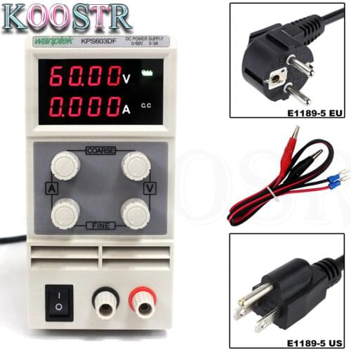 KPS603DF 0-60V/0-5A 110V-230V 0.01V/0.001A EU LED Mini Adjustable Digital DC power supply mA display FOr US/EU/AU Plug