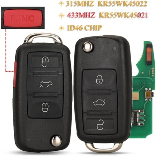Kutery 4 Button Remote Car Key For VW Phaeton Touareg 2002-2010 With PCF7946 Chip 315MHz