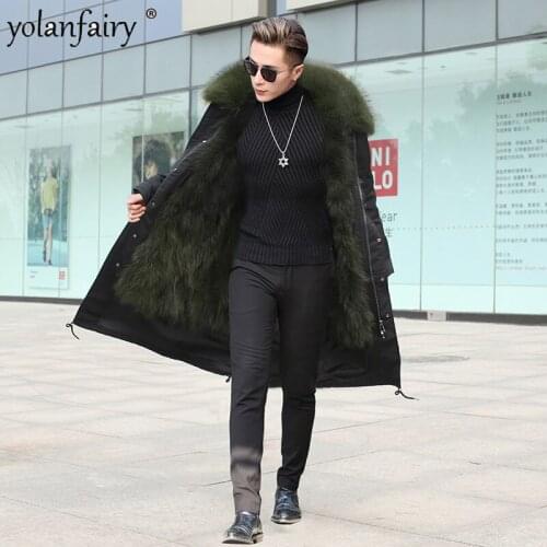Real Fur Coat Men Jacket Shearling Winter Jacket Men Parkas Raccoon Dog Fur Fox Fur Collar Casacos Masculino 2020 XING4 Pph1124